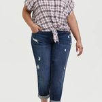 Torrid Womens Blouse 0 L 12 Berry Purple & Ivory Plaid Tie Front Midi Dolman NEW Photo 2