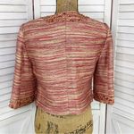 Victor Costa Tweed Bead Detail Crop Blazer Jacket Pink Red Cream 6 Photo 4