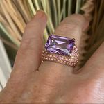 Amethyst Rose Gold Brass Ring Ion Plating sizes 7,8,9,10 Gold Photo 3