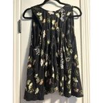 Free People  Love Potion Tank Womens Small Black Floral Sleeveless Split Back Photo 3