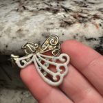 Signed Danecraft Flying Angel Rhinestone Gold Tone / Glitter Pin Brooch Photo 5