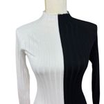 SheIn mock turtleneck top, size medium, two tone, lettuce hem, lightweight Photo 1