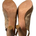 Stuart Weitzman Snakeskin Peep Toe Slingback Wood Platform pump heels sz 9.5 Photo 4