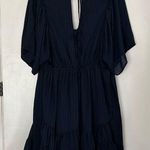 Storia Blue Tie Back Short Sleeve Flowy Cocktail Dress M Photo 6