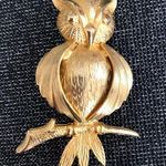 Gold Vintage Owl Brooch Pin Photo 0