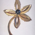 Catamore 1/20 12K GF Gold Filled Flower Brooch with Metallic Black Center Photo 0