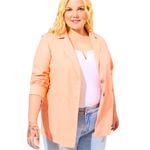 Torrid Size 1: Salmon Linen Longline Button Front Blazer Photo 4