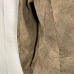 ZARA Women’s Faux Leather Suede Jacket Asymmetrical Cowl Neck Raw Hem Tan M Photo 11