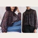 Elizabeth and James Women’s  Long Sleeve Floral Sheer Smocked Top size Small Photo 1
