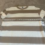 Old Navy Petite Beige Long Sleeve Striped T Shirt Dress Sz MP Photo 9