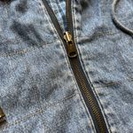 Gloria Vanderbilt Vtg  denim full zip reversible vest hoodie women's sz Small 90s Photo 2