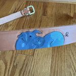 VTG Diane Weiss NYC Pigs Hand Tooled‎ Leather Belt Gold Brass Tan Photo 3