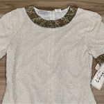 NEW Vintage Stenay 100% Silk Fitted White Gold Beaded Dress Women’s 8 Photo 1