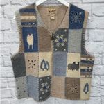 Woolrich Vintage  Patchwork Winter Concept Vest Womens L Wool Beige Blue Owl Snow Photo 0