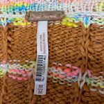 Free People  Now and Then Brown Multicolor Striped Short Sleeve Knit Sweater Sz M Photo 2