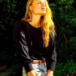 Marie Oliver  fitted puff sleeve black pullover top classic  small $198 spring Photo 1