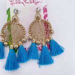 Lilly Pulitzer NEW Sea Dreamer Earrings in Cumulus Blue Gold Tassels Boho Preppy Photo 4