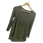 Bebe Tunic Blouse Green XS Half-Sheer Tummy Rib Mix Chiffon Stretch Y2K Photo 2