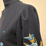Drew  Black Sweatshirt with Blue and Gold Floral Embroidery Photo 3
