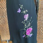 Size S//Vintage Y2K Black Flutter Sleeve Dress with Floral Embroidery Photo 3