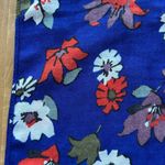 Royal Blue and Orange Floral Decorative Rectangular Scarf Photo 4
