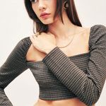 Reformation Laude Knit Long Sleeve Square Neck Crop Top XS Photo 1
