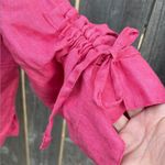 EUC John Mark Linen Ruched Sleeve
Button Front Wired Collar Top Deep Rose 3X Photo 4