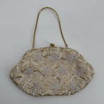 La Regale *Flaws* Vintage Ivory Beaded Clutch Bag Gold Formal Photo 0