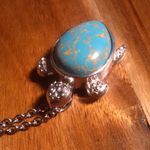 Mojave Blue Turquoise Copper Turtle Pendant Stainless Steel Necklace Photo 6