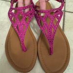 Rampage Pink and Brown T-Strap Sandals with Cutout Design Photo 1