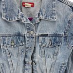 Unionbay Women Denim jean Jacket Long Sleeve Button Down Blue Wash Medium croppe Photo 3