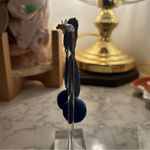 J.Crew Blue Disc Ball Raffia Triple Drop Large Statement Dangle Earrings Photo 2