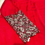 Venus  Red Satin Black Crochet Lace Button Up Top Long Sleeve Blouse Size 12 Photo 4