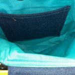 1970s Novelty Denim Geometric Aztec Wood Detail Top Handle Purse Photo 5