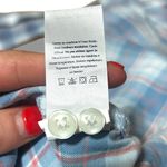 Faherty  Flannel Plaid Button Up Womens Size Medium Long Sleeve Blue White Photo 7