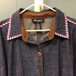 Denim & Co. 1x Lightweight denim‎ drawstring top shacket lilac stones plus size Blue Photo 2