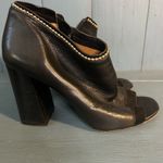 Coach Black Leather Open-Toe Ankle Boots | Size 7 Photo 1