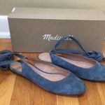 Madewell ‘April’ Blue Suede Ankle-Wrap Flats Photo 4