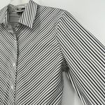Foxcroft  Non Iron Fitted Button Up Shirt Black White Stripe Long Sleeve Size 8P Photo 2