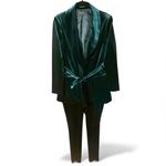 I.N.C. International Concepts Women’s Emerald Green Velvet Wrap Blazer Pant Suit Size undefined Photo 1
