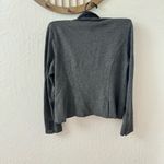 CAbi  Stretch Blazer Sweater Jacket Gray Cracked Suede Style Collar Size 6 Photo 6