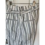 Madewell  Linen-Cotton Paperbag Pants in Dark Baltic Stripe ankle pants size 6 Photo 4