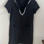 Lands' End Black Nylon Blend Dress White Trim Swim Summer Travel XS Photo 0