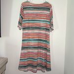 cupio  Women’s Colorful Striped Scoop‎ Neck Short Sleeve Dress Size Large Photo 2