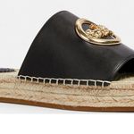 Coach Shoes Camille Espadrille Jute Footbead Black Leather Gold Size 7.5 Photo 2