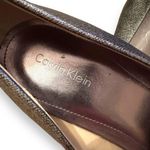 Calvin Klein  Elita Cosmopolitan Stacked Pump Heels in Metallic Silver Sz 8.5 Photo 13