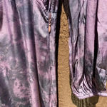 Olivaceous  Purple Tie-Dye Lace-Up Boho Skater Dress S Long Sleeve Ruffle Cuff Photo 4