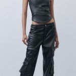 ZARA Faux Leather Cargo Pant Black Photo 0