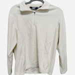 Lands' End Solid White Quarter Zip Fleece Pullover Size Medium Photo 0