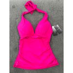 Ralph Lauren Beach Club Solid Molded Cup Halter Tankini Top Hot Pink Size 4 NWT Photo 1